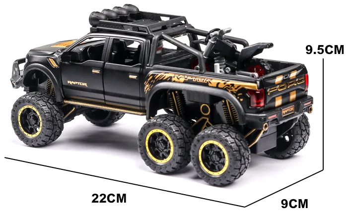 Новинка, 1:32, Ford Raptor F150, большое литое колесо, литая под давлением, модель автомобиля со звуком, светильник, оттягивающий назад, автомобиль, игрушки для детей, подарки на Рождество