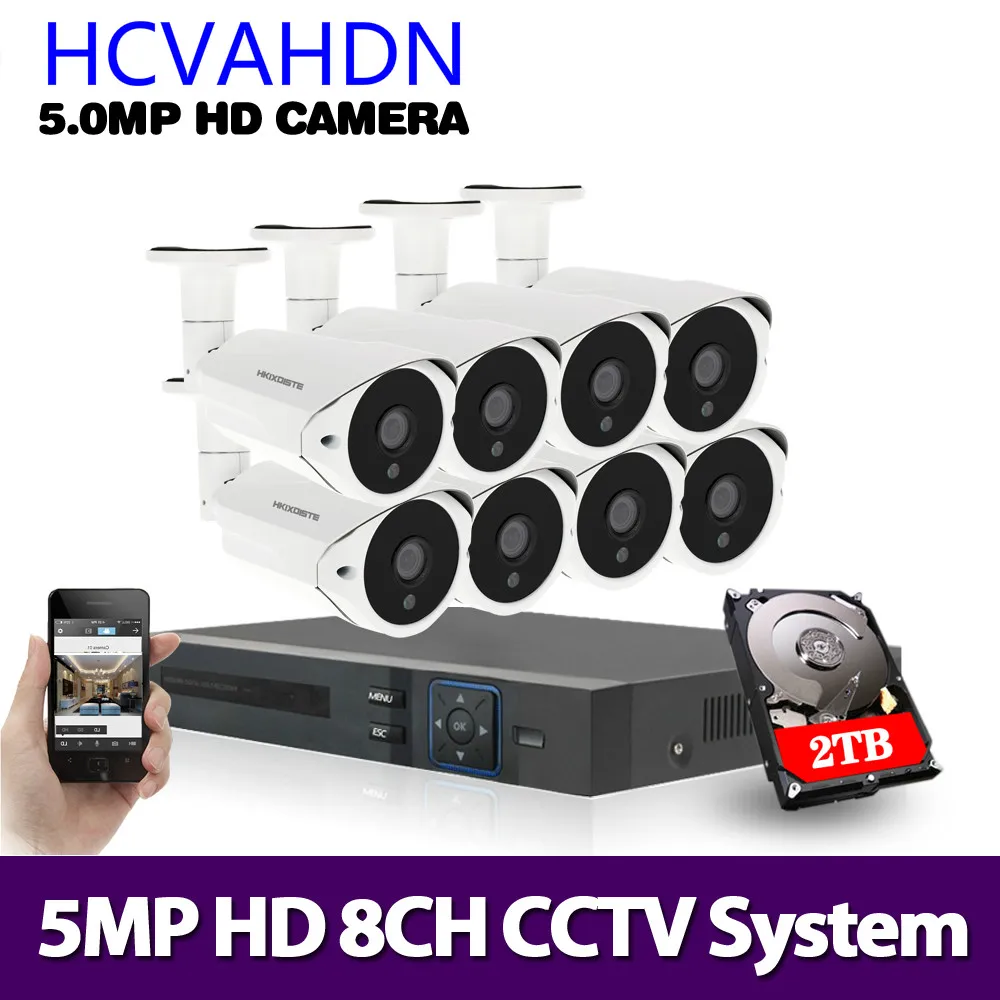 

HD 8ch 5MP DVR NVR Kit H.265 System CCTV Security Up to 16CH NVR Outdoor Waterproof Camera Surveillance Alarm Video