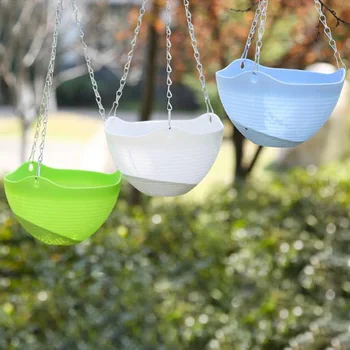 

5 Pcs Resin Plaited Hanging Basket Garden Plant Flower Pot Resin W/ Chain Planter Part Home