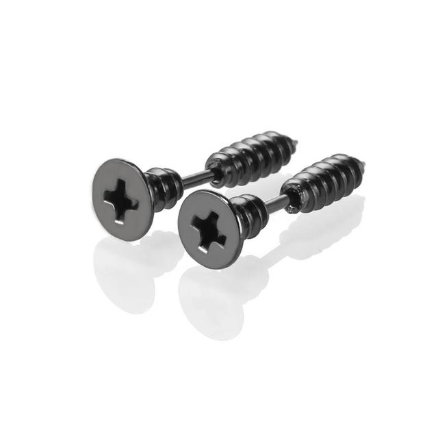 Screw Punk Earrings Men Stainless Steel Unisex Punk Stud Earring Rock Gothic Fake Ear Plug Cheater Piercing Helix Jewelry