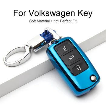 

KUKAKEY TPU Key Cover Protection Case For Volkswagen Polo Tiguan VW Passat For Skoda Shell Bag Remote Styling Auto Accessorise