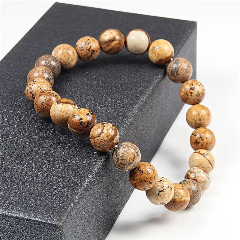 Рисунок натурального камня браслеты мужские 6 мм 8 мм 10 мм тигровый глаз круглые бусины браслет для женщин подарок Йога Фитнес ювелирные изделия для медитации