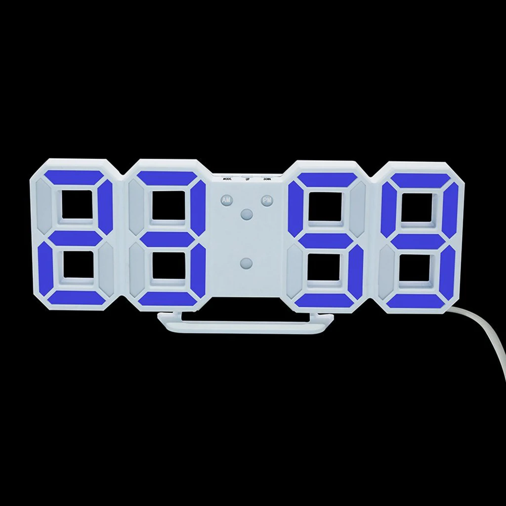 Digital LED Table Wall Clock 24/12-Hour Display USB Alarm Snooze