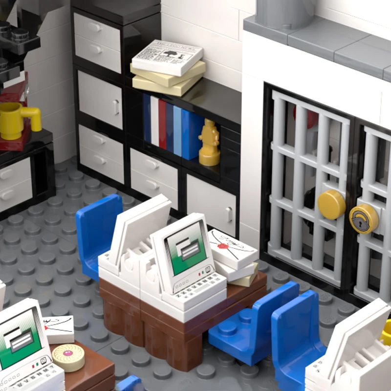 BuildMOC 21474 городской полицейский участок мотоцикл вертолет модель строительные блоки кирпичи наборы совместимы с городской 60047