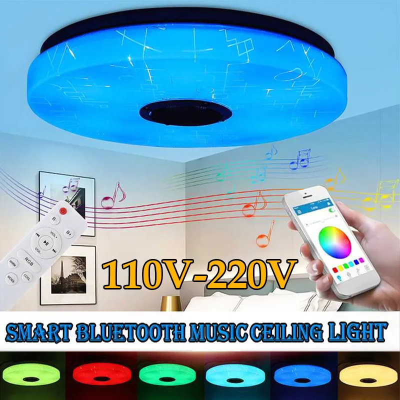 

36/80W Graffiti RGB LED Ceiling Light Home Bedroom Foyer Smart Music Ceiling Lampe Bluetooth Speaker Colorful Light App+Remote