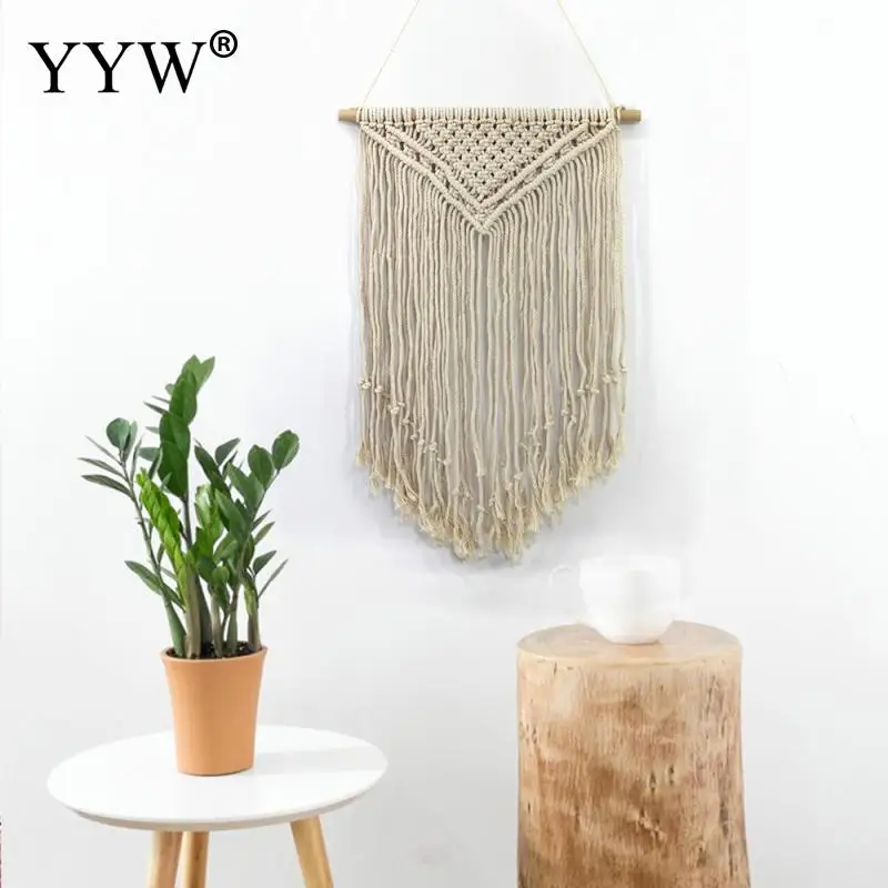 2pcs Macrame Wall Hanging Flag Scandinavian Boho Decor Handmade Tapestry Macrame Wedding Ceremony Backdrop Wall Art Room Home