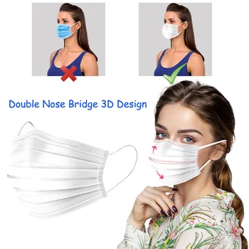 

30pc Adults Boxed Disposable Three-layer Protective Mask Three-dimensional Double Nose Bridge Support Mask Individually Package