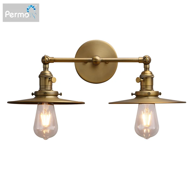 $US $65.09 Permo 2 Lights Sconce with Switch Matte  Vanity Light with Dual 7.9 Inches Flat Crafted Light Shade
