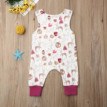 

Pudcoco Newborn Baby Boy Girl Clothes Sleeveless Christmas Print Cotton Romper Jumpsuit One-Piece Outfit Playsuit Clothes