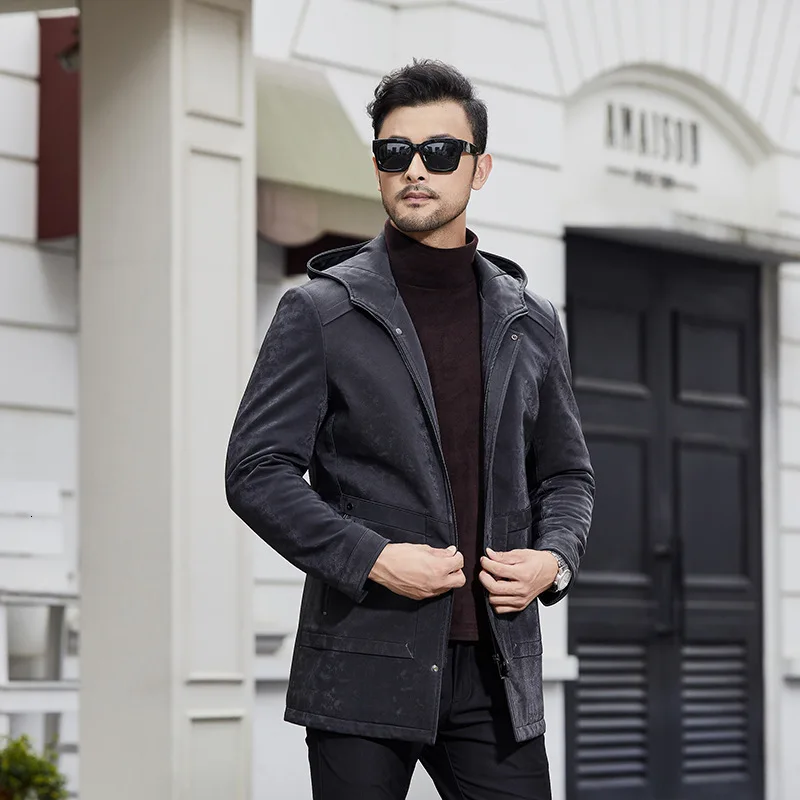 

Hat Leather Clothing Male Autumn Increase Down Simulation Leather Jacket Leisure Time Young And Middle-aged Loose Coat Male