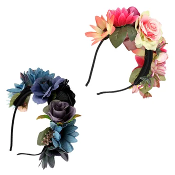 

Pack of 2 Boho Style Crown Flower Headband Hair Wreath Wedding Bridal Photo Prop