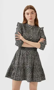 

2020 new Spring Summer European Retro Flounced Waist Hugging female Mini Dress zaraing vadiming sheining women dress O9577