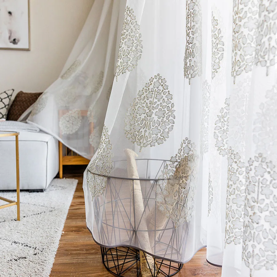 Современные затененные Классические Золотые шелковые жаккардовые плотные занавески для гостиной, белые вышитые тюлевые шторы для спальни M223#5