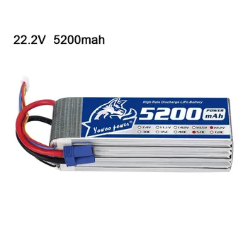 

YOWOO Lipo Battery 6S 5200mAh 50C 22.2V RC Battery wtih EC5 Plug for RC Quadcopter Airplane Helicopter Car Truck Arrma X-MAX