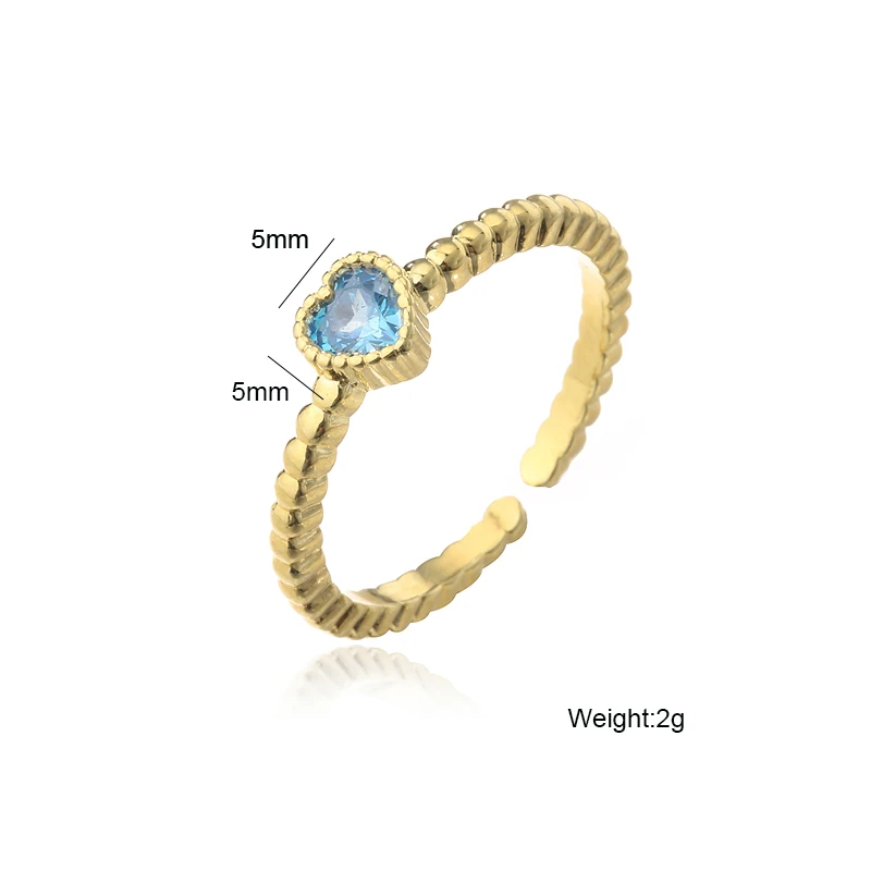CZ Stone Tiny Heart Charm Ring Gold Color Copper Women Wedding Rings