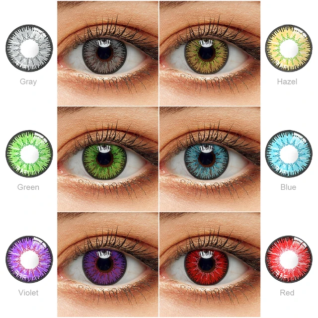 1Pair(2pcs) Contact Lenses For Eyes Cosplay Halloween Colored Contacts Lens Hazel Color Eye Contacts With Color Lenses Grey Blue 3