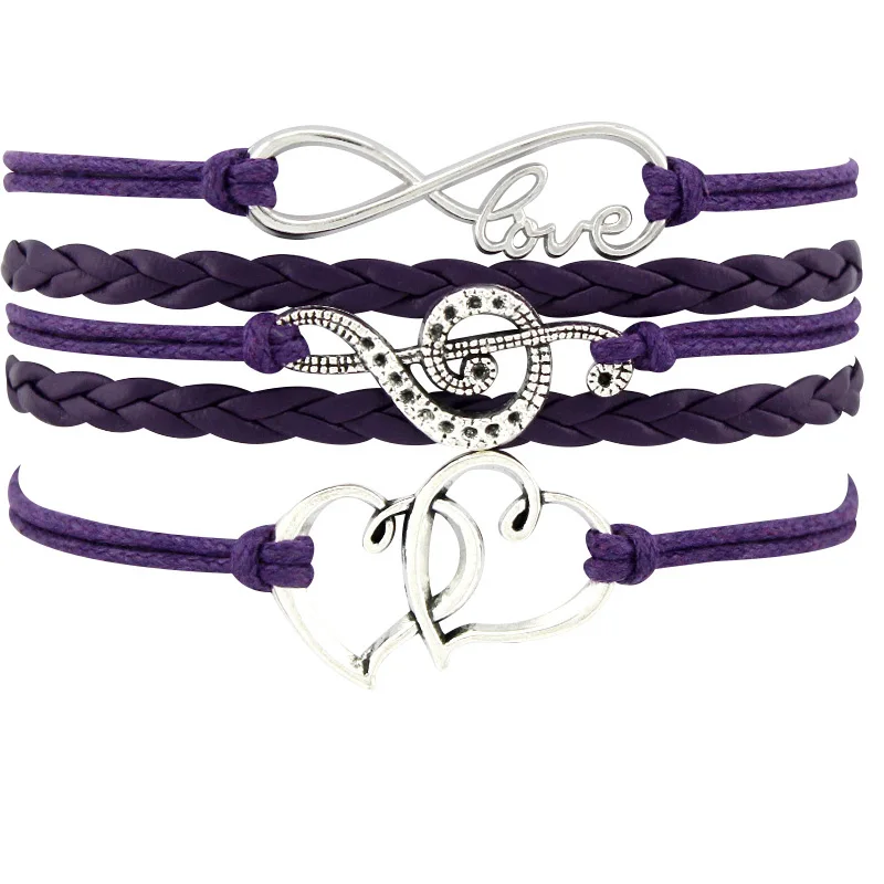 

Infinity Love Music Treble Clef Bracelets Dance Dancing Guitar Band Mom Singing Musician Leather Wrap Bracelets