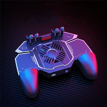 

PUBG Mobile Rechargeable Cooler Game Controller Six Fingers Operation Gamepad L1 R1 Trigger for iOS Android Smartphone