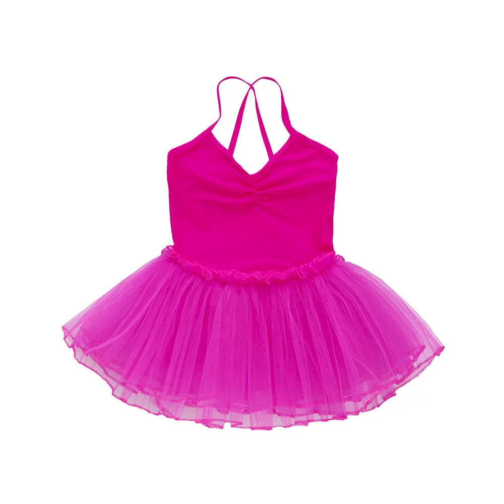 Hot Pink Платье для девочек Одежда для бальных танцев для девочек, для балета Платье-пачка Купальник для танцев гимнастическое одежда с ремешками наряды Платья для маленьких девочек - Цвет: Hot Pink