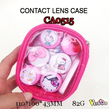 

Contact Lens Cases 3pairs Pink Cat Travel Kits for Contact Lens Pocket Kitty Water Container CA0515