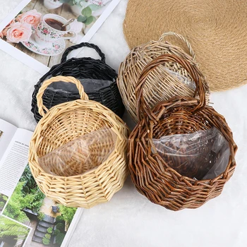 

1PCS Flower Planter Wall Hanging Wicker Rattam Basket Garden Vine Pot Indoor Plants Holder 4Colors Wicker Basket