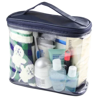 

Unisex Travel Wash Transparent Handbag Makeup Bag Toiletry Organizer PVC Bath Zipper Cosmetic Storage Large Capacity