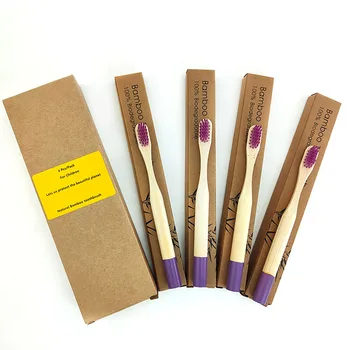 

4pcs/set Environmental Bamboo Charcoal child Toothbrush For Oral Health Low Carbon Medium Soft Bristle Wood Handle Toothbrush