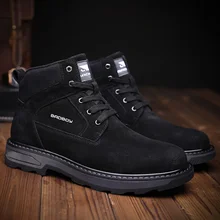 Теплые мужские Ботинки martin с высоким берцем; сезон осень-зима; мешковатые мужские рабочие ботинки со Свинкой