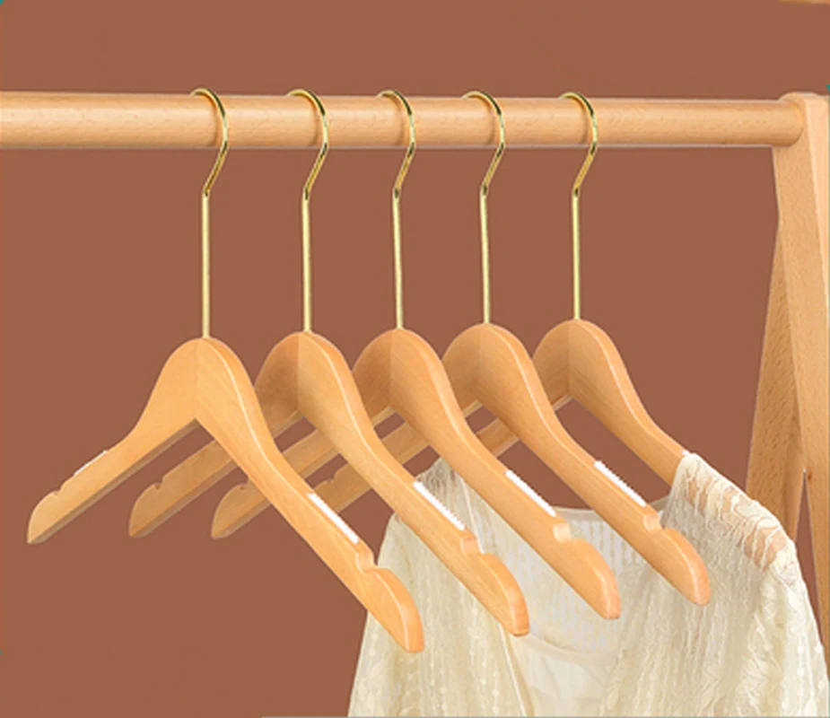 

10pcs/lot Solid Wood Clothes Hangers with Anti-skid Shoulder Grooves Nonslip Wooden Coat Hanger for Garment Shop Display