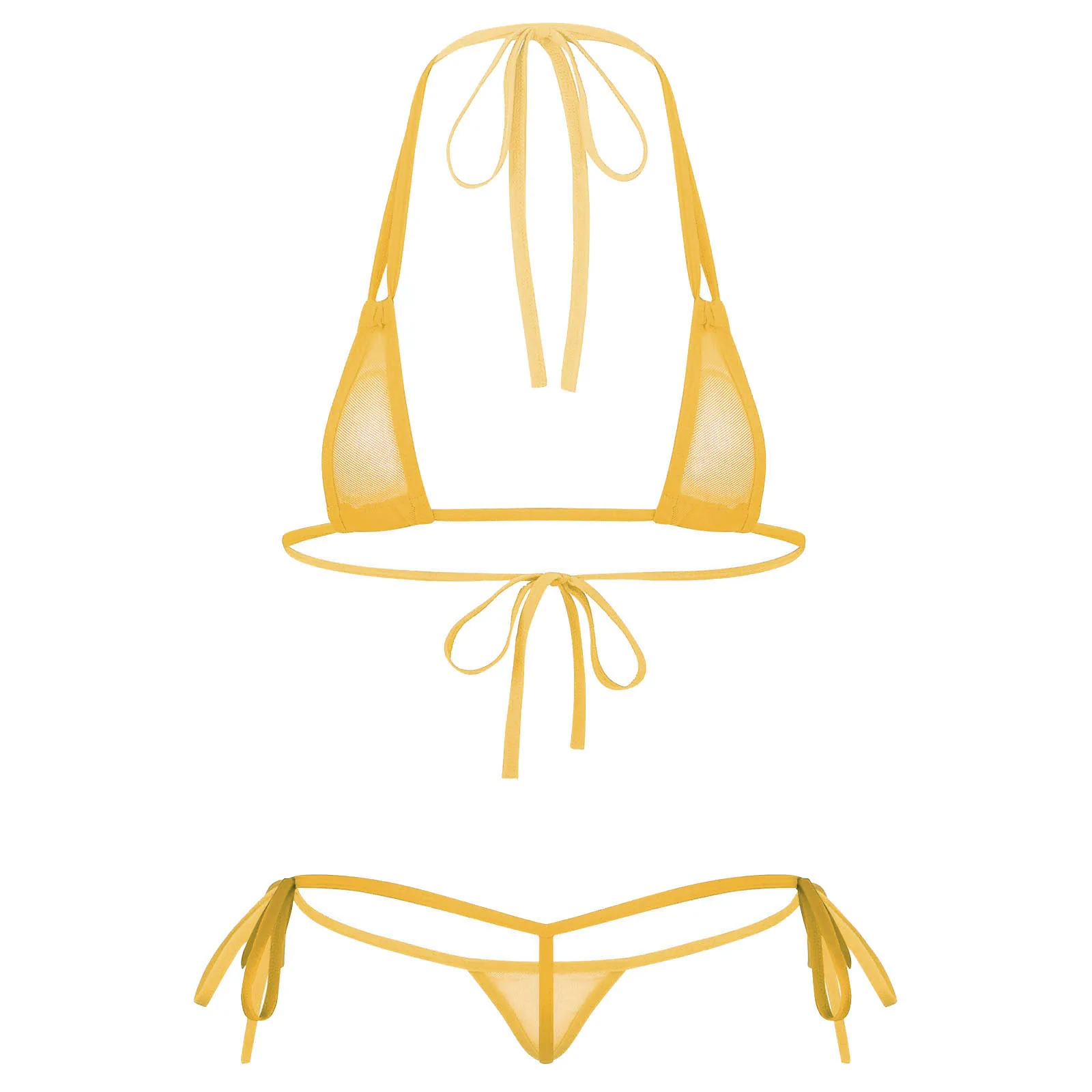 Ver Através De Roupa De Banho De Biquíni Para Mulheres Pura Malha Micro  Thong Bikinis Triangle Top Thru Extrema Transparente Microbikini 210621 De  $93,28
