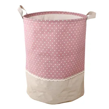 

Laundry Basket Waterproof Foldable Fabric Cotton Linen Bin Hand-held Hamper Bag Dirty Clothes Toy Collections Storage