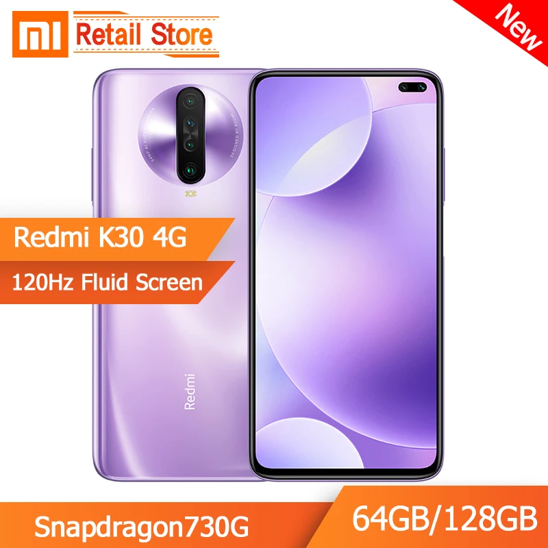 Мобильный телефон Xiaomi Redmi K30 4G 6 ГБ 128 64 NFC Snapdragon 730G четыре ядра мп шесть камер 120 Гц