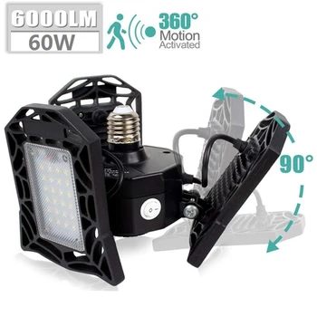 

Motion Activated E26 Led Garage Light 60W Deformable led High Bay Light Industrial Lighting Workshop Warehouse Garage Lamp