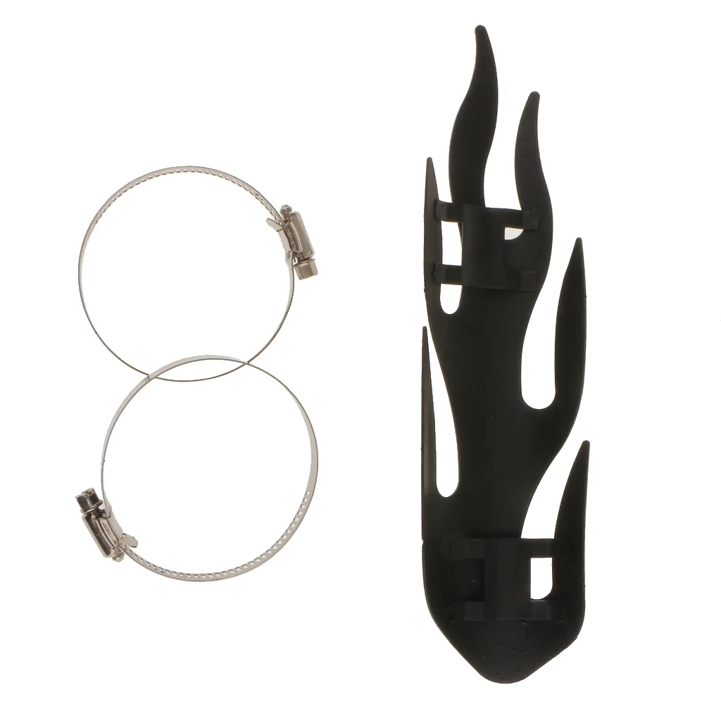 Plating Chrome Motorcycle Flame Exhaust Pipe Heat Shield Cover Guard Black