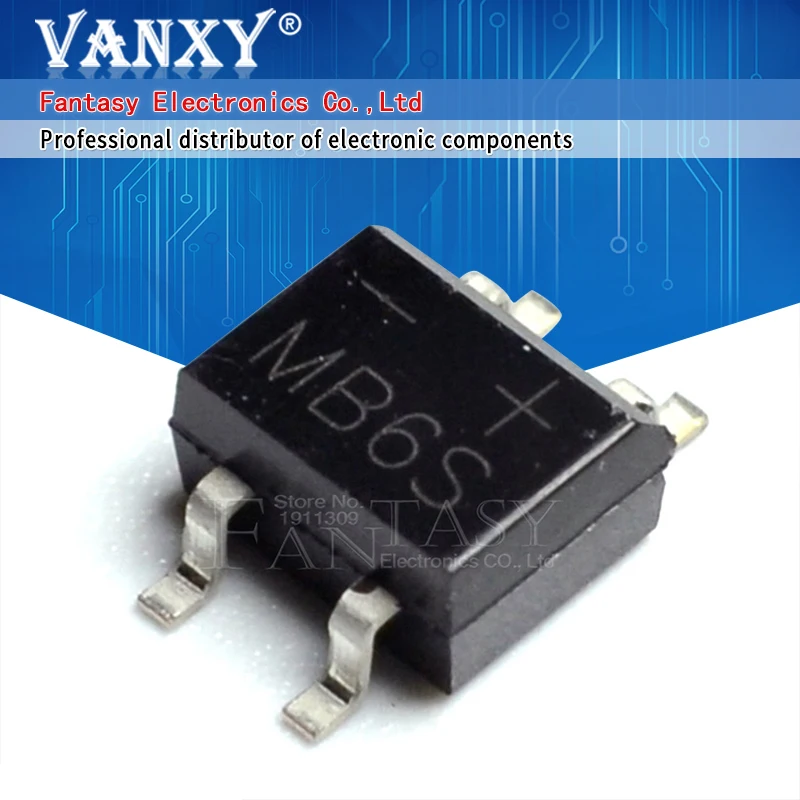 10x RND 600V 0,5A SOP4 MB6S SMD Brückengleichrichter Gleichrichter 500mA Diode