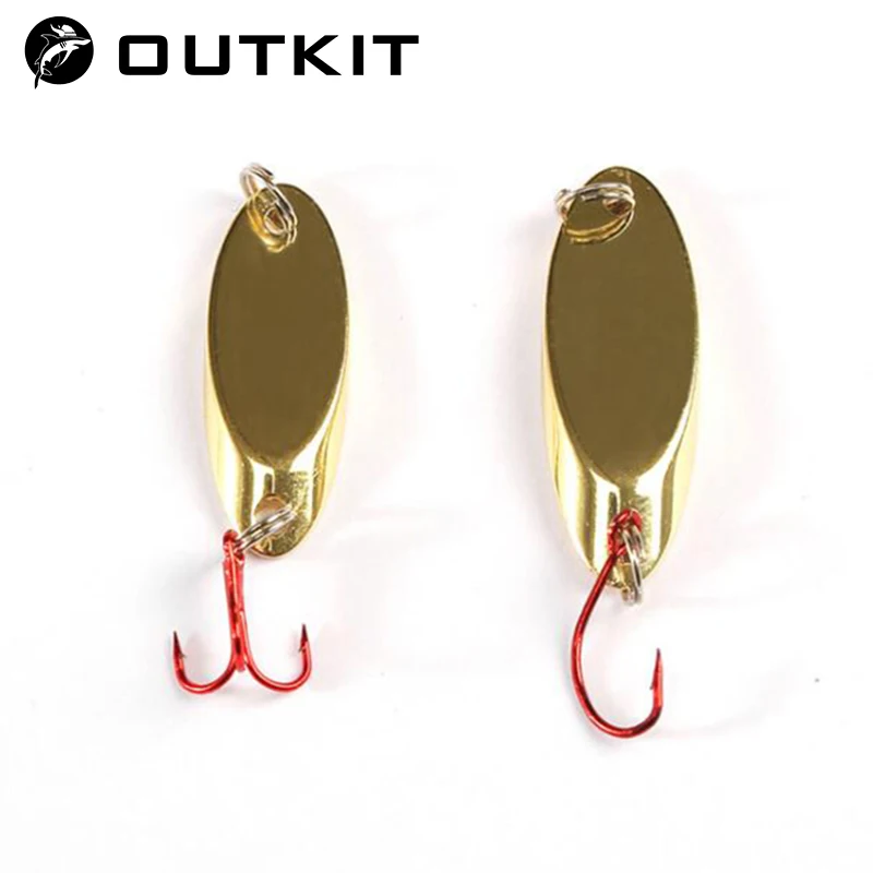 OUTKIT 1 шт. рыболовная медная ложка 5/2/3.5/5g металлическая с красным одним крючком