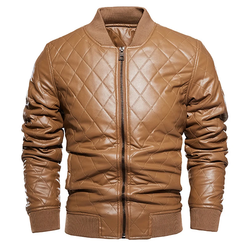 

2020 Brand New Leather Jackets Men Winter Coats Fleece Stand Collar Winter Jackets Coats for Men Casual Motorcycle Men Clothing