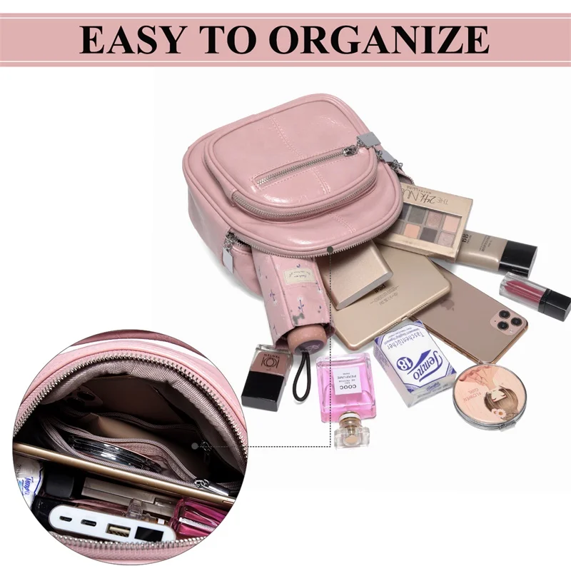 VASCHY Women Mini Backpack Fashion Backpack Shoulder Bag for Teenage Girl Children Ladies Solid Color School Backpack Travel Bag