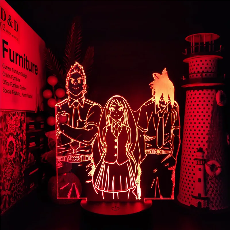 3d Lamp Boku No Hero Academia Led Night Light Big 3 Million Hado Nejire Amajiki Tamaki My Hero Academia Anime Figure Lampara Led