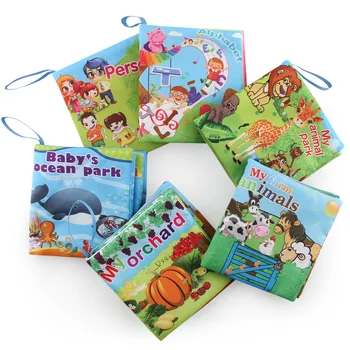 

Infant Early Education Cloth Book Toy English Learning Baby Child Kids Palm Fabric Washable Books Food Color learn Book Toys
