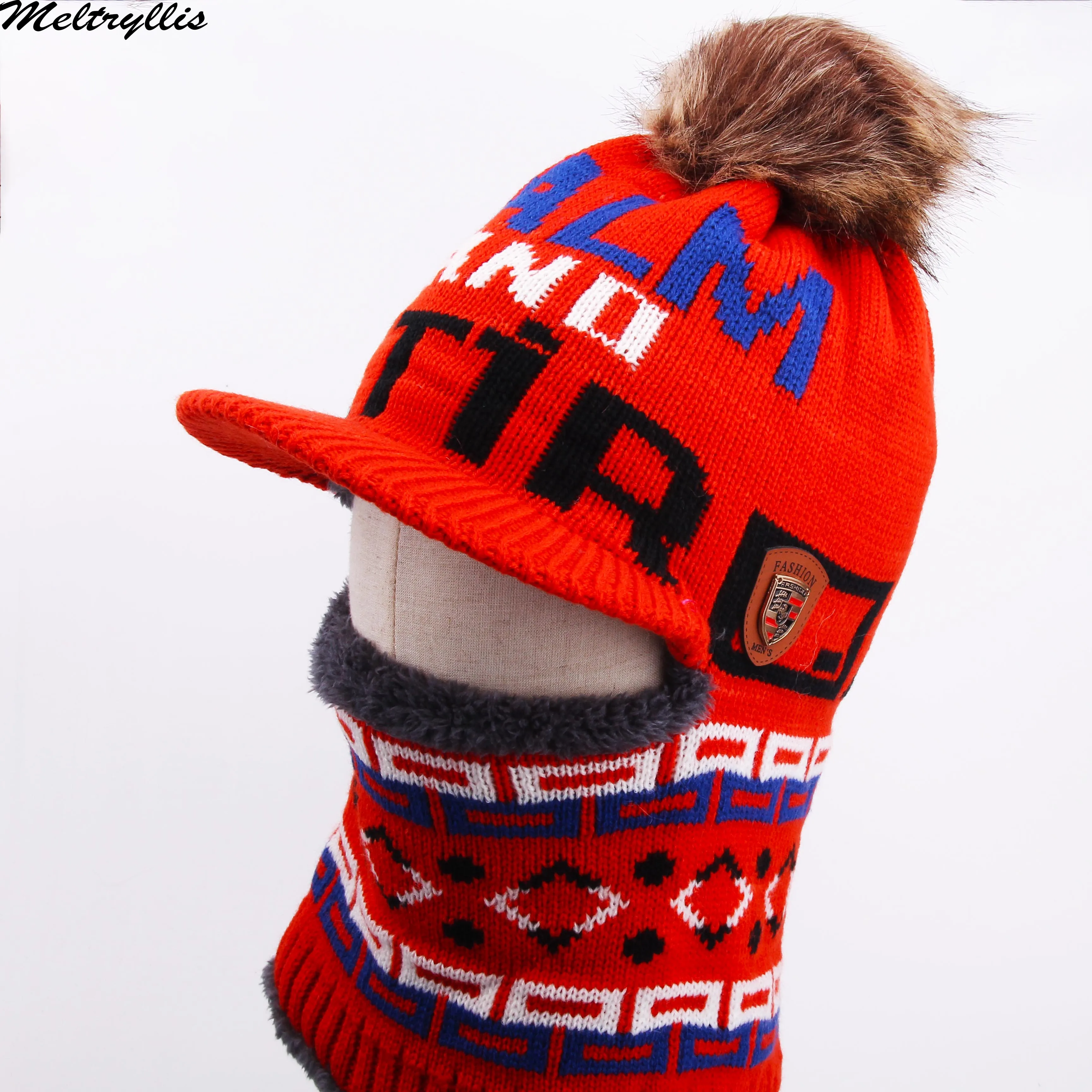 Красный Зимние головные уборы для мужчин и женщин Skullies Beanie шапка теплая Осенняя вязаная шапка хлопок Балаклава шапка-маска вязаные шапки - Цвет: Красный