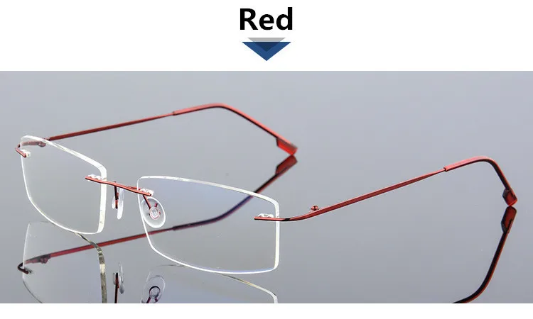 Голубой свет компьютер для мужчин оправа для очков титановая бескаркасная прозрачная Оправа очков очки для глаз мужские очки без оправы квадратная близорукость нерд - Цвет оправы: Красный