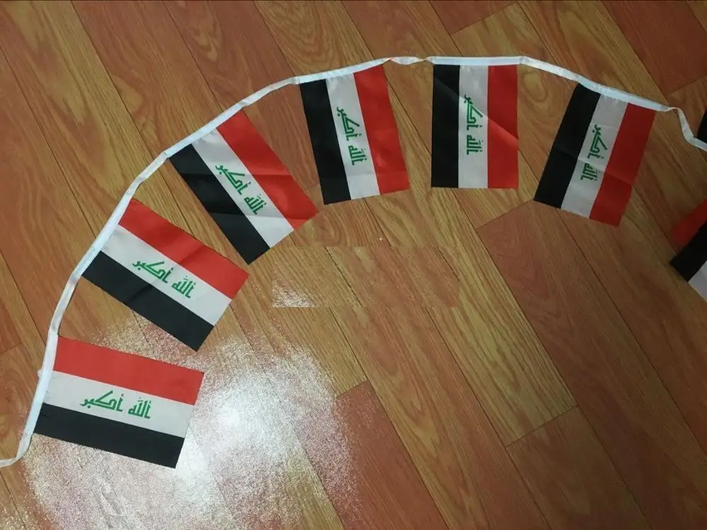 Кафник, 5 метров 20 граней 14*21 см Iran/Kuwait/irakh/Ghana струнный флаг баннер бар для вечерние украшения/Мир события карнавал Декор - Цвет: Iraq