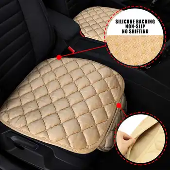 

Plush Car Front Seat Cushion Covers Breathable Chair Protector Seat Pad Mat for Four Season Black,grey,beige,brown 49x51.5cm