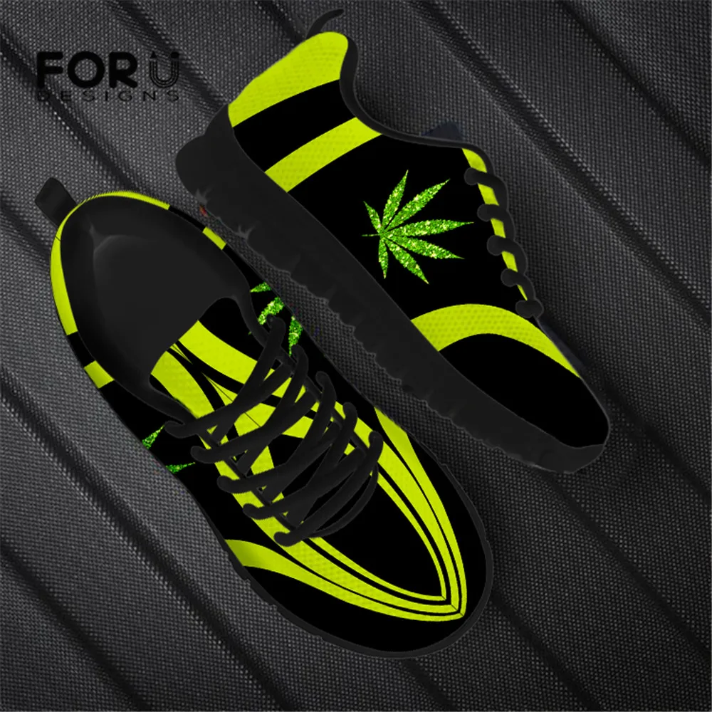 

FORUDESIGNS Women Casual Flats Shoes Jamaican Leaves Design Brand Designer Ladies Breathable Sneakers Female Comfort Walk Shoes