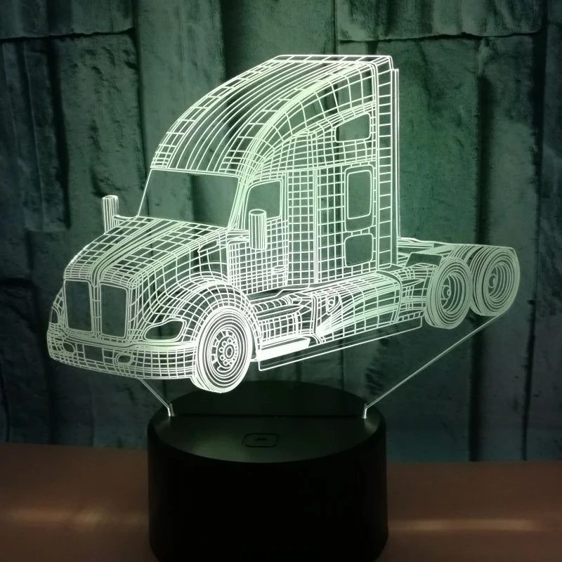 Светодиодный 3d-ночник большой динамический грузовик автомобиль с 7 цветов света для украшения дома лампа удивительной визуализации