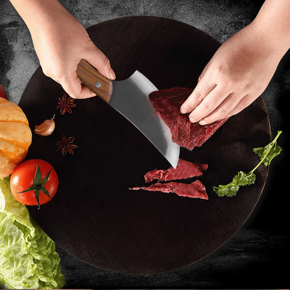 Дамасский кованый нож мясника 6 дюймов для обвалки с кожаным футляром из