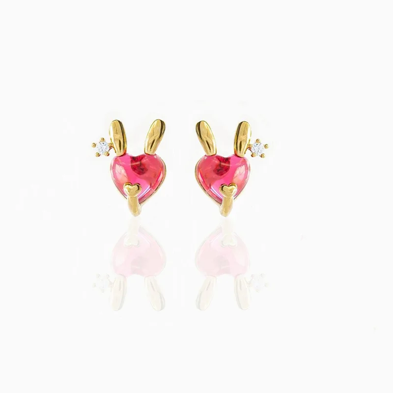 New Ins Cute Inlaid Zircon Animals Stud Earrings Simple Real Gold-plated Color Zircon Earrings For Women Girls Fashion Jewelry 5