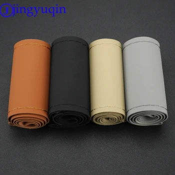 

38cm Steering Wheel Covers soft Genuin Leather braid on the steering-wheel of Car With Needle and Thread Interior accessories