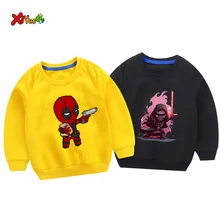 Детские толстовки для мальчиков; плотная крутая футболка «Капитан Америка»; «Человек-паук»; одежда с длинными рукавами для маленьких мальчиков; коллекция года; Сезон Зима; одежда в Корейском стиле для малышей